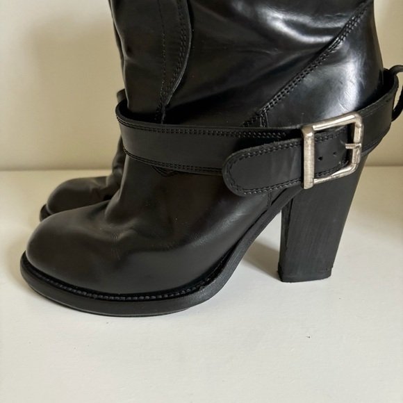 Chloe Black Calfskin Leather Grunge Moto Heel Boots 38 EU 8 US 2010s - Picture 10 of 10